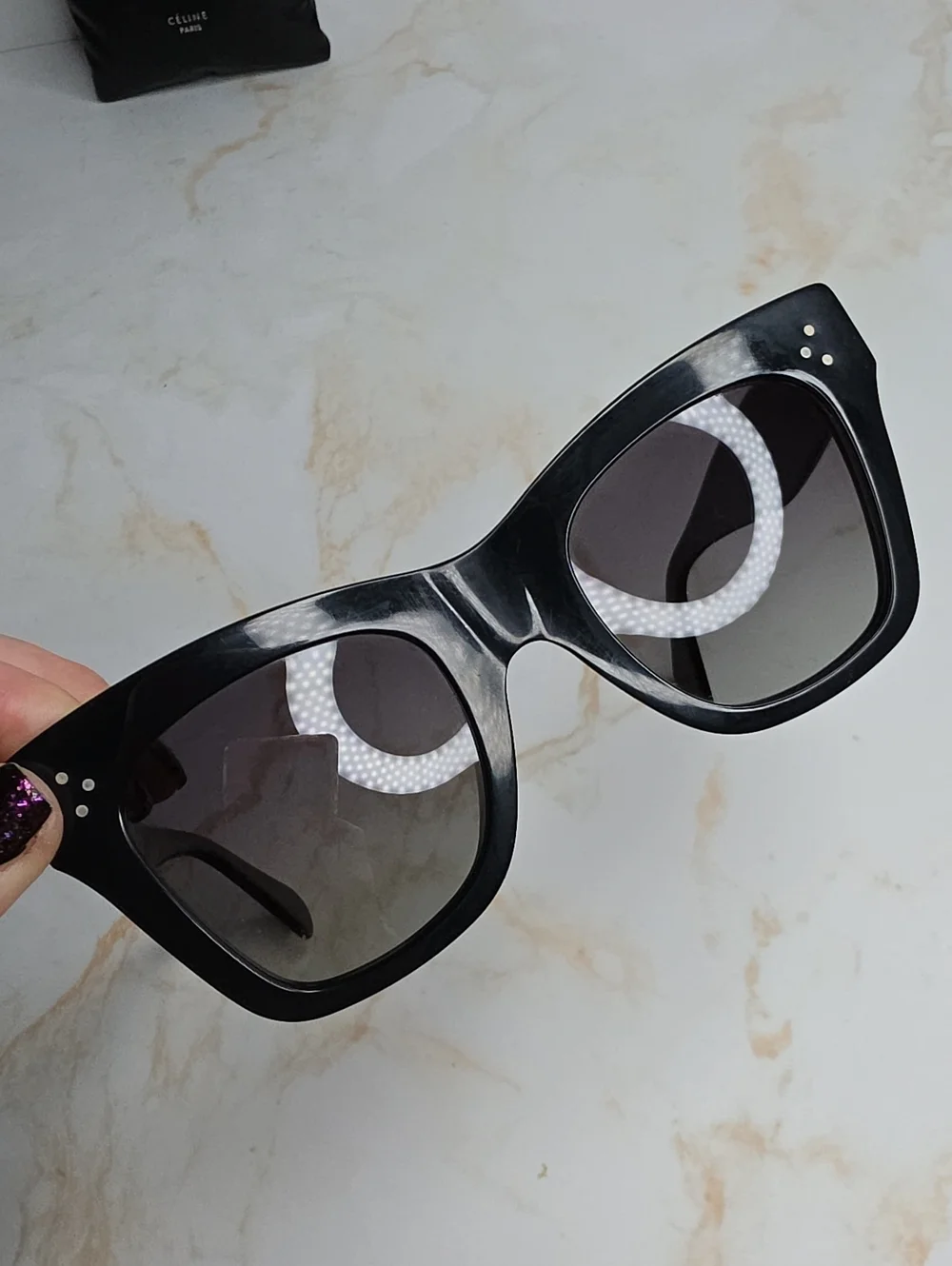 Celine Oversized Polarized cat-eye acetate sunglasses Black Cl4004IN